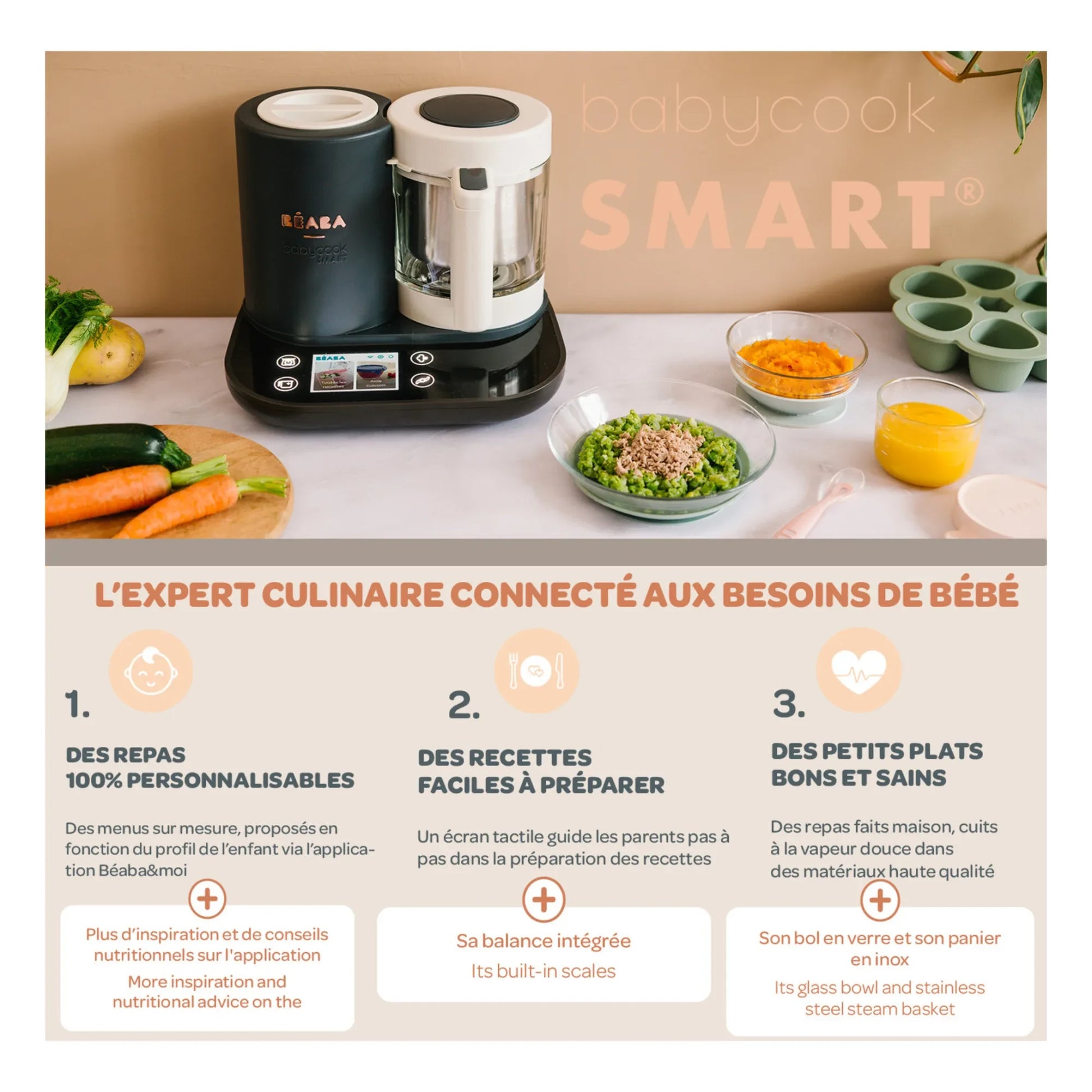 Béaba - BabyCook Smart Food Processor | Charcoal grey