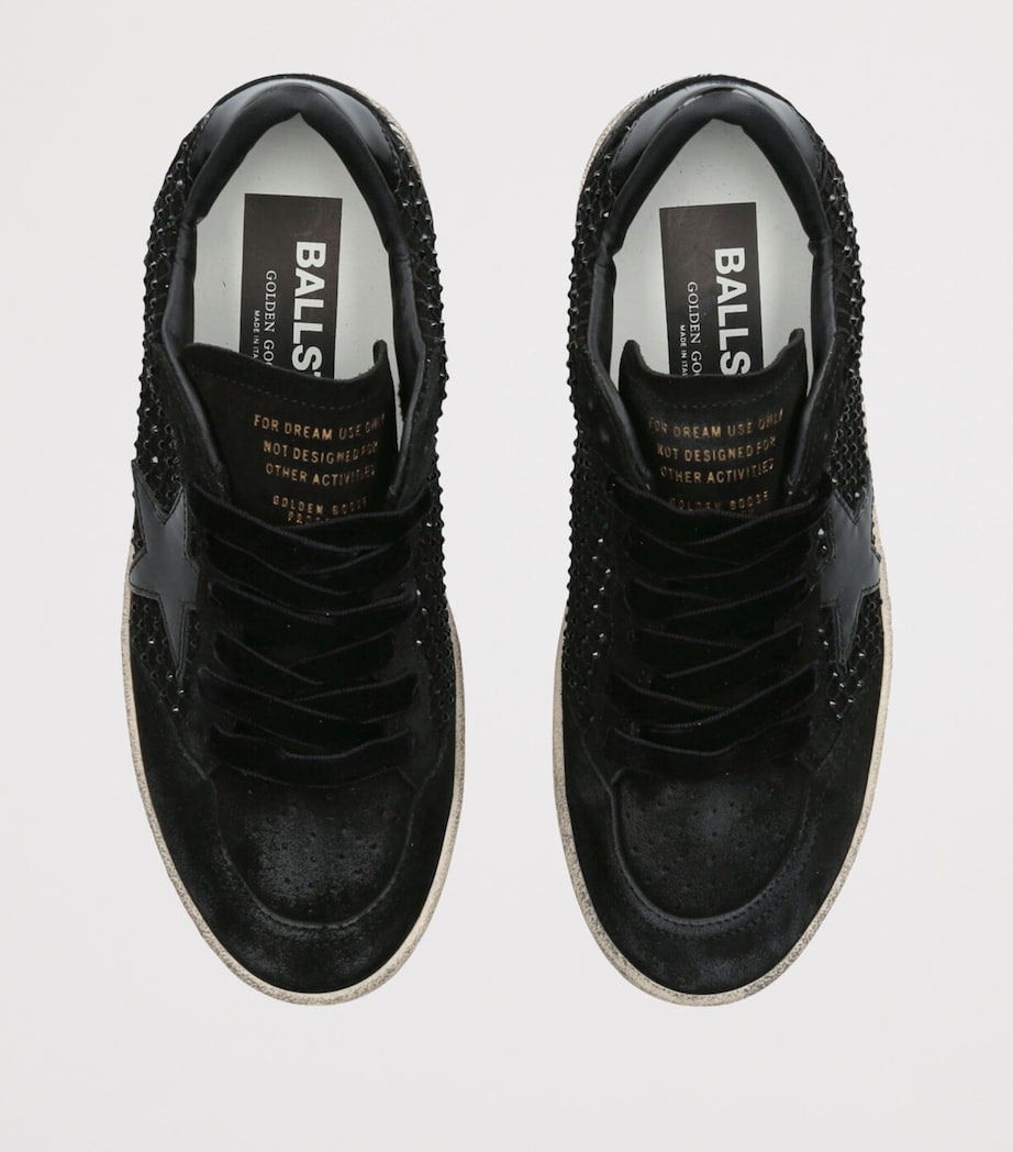 Golden Goose Black Suede and Swarovski Crystal Ball Star Sneakers
