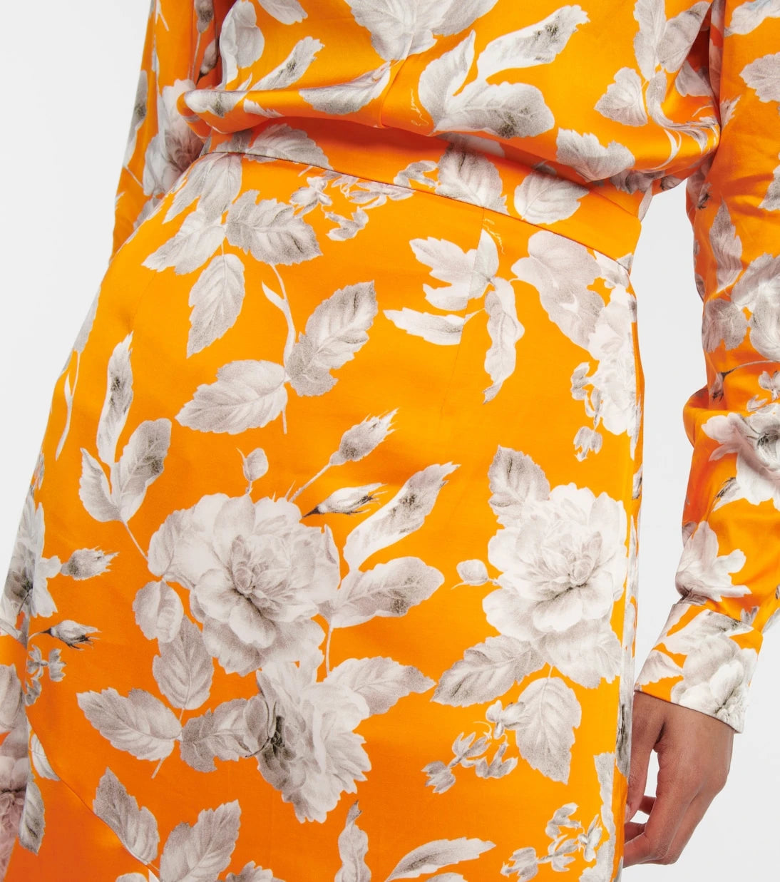 Erdem - Griselda floral satin midi skirt