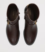 Valentino Garavani Brown Leather Signature VLogo Ankle Boots 30