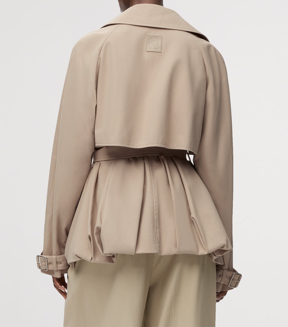 LOEWE Beige Cotton Belted Short Trench Coat