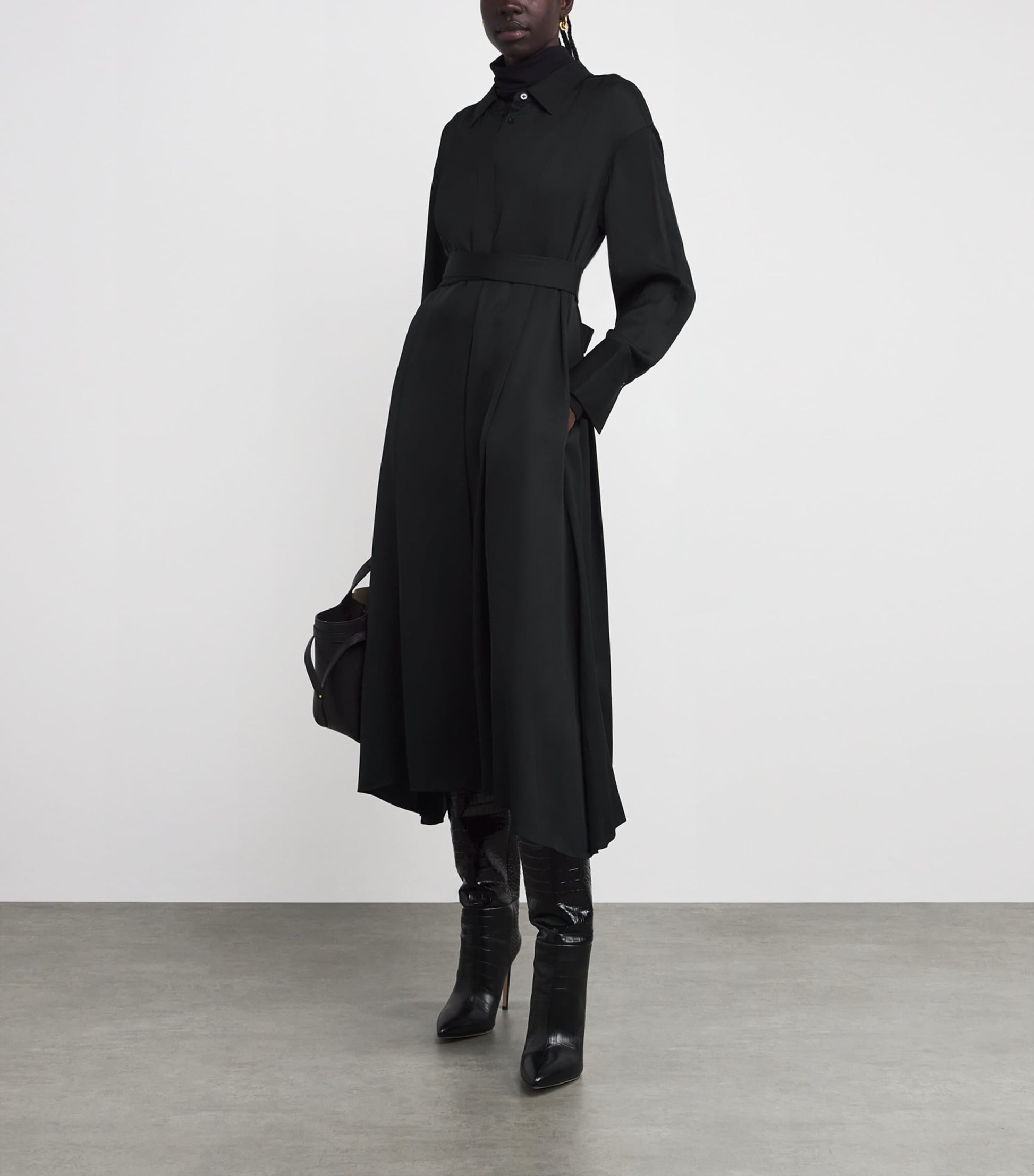Crepe Orlan Midi Shirt Dress