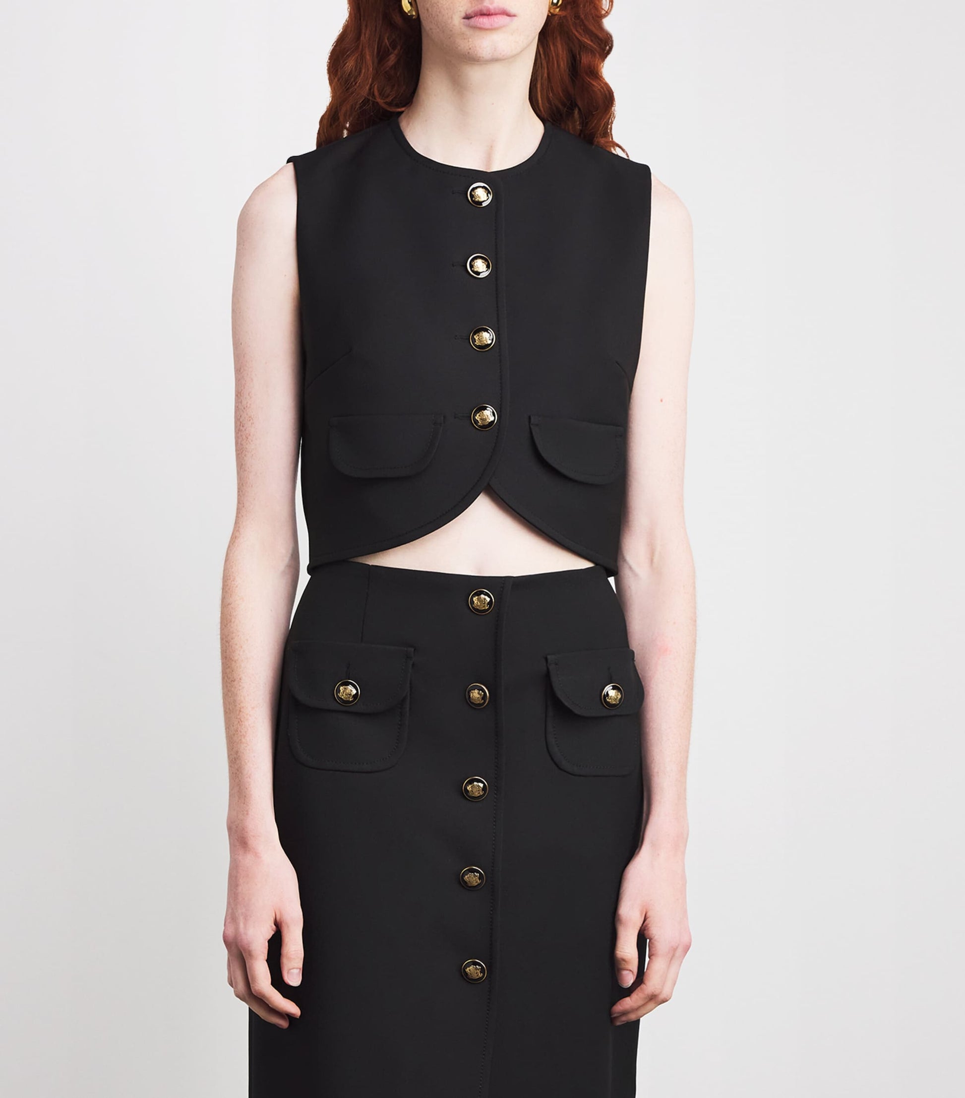 Sandro Paris Black Button-Up Crop Top