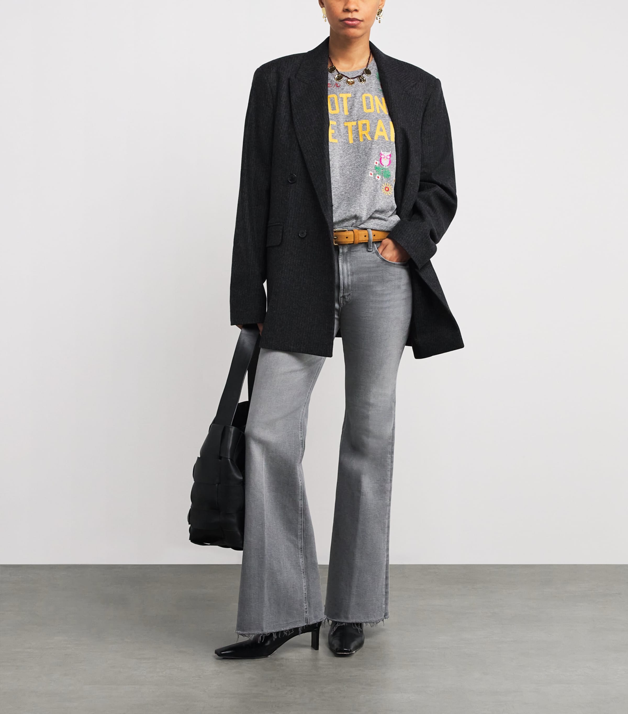 MOTHER Grey The Doozy Sneak Fray Jeans