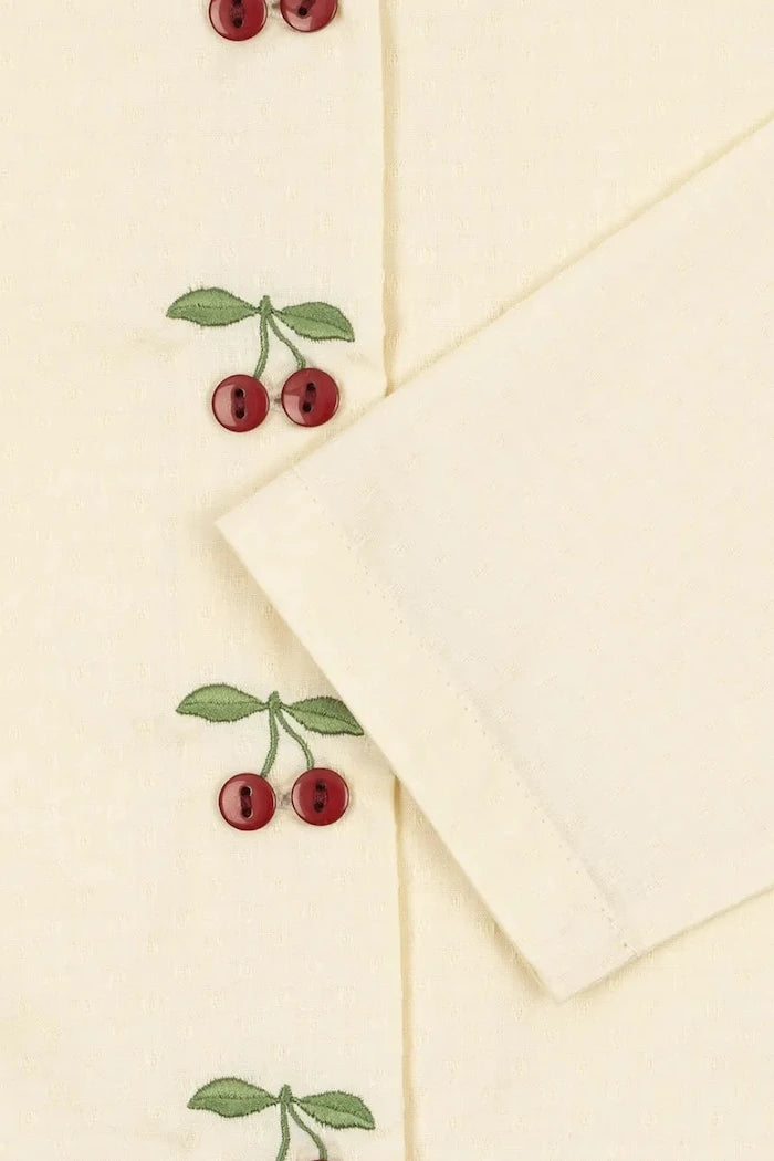 Konges Sløjd EVIA CHERRY SHIRT GOTS Çocuk Pamuklu Gömlek