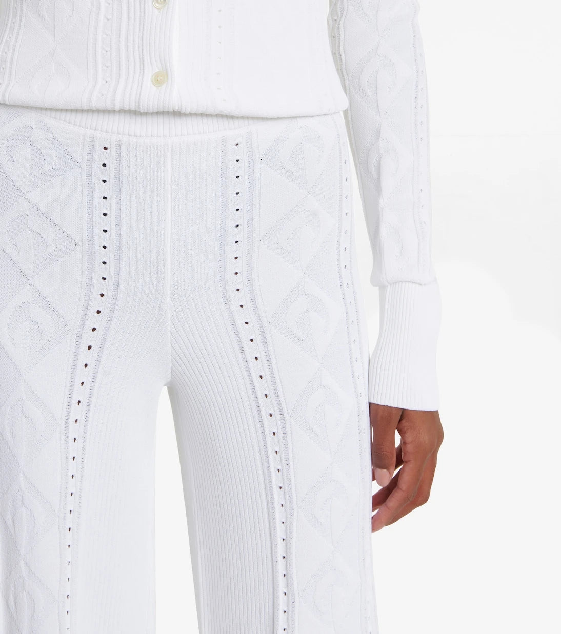 Marine Serre - Pointelle high-rise wide-leg pants