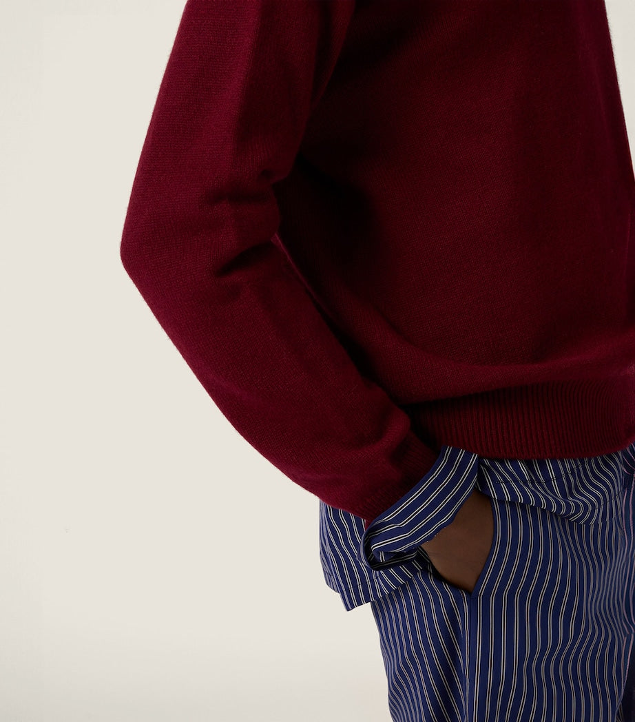 Miu Miu Burgundy Cashmere Logo Polo Sweater