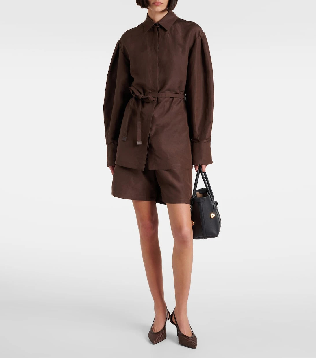Max Mara - Affari belted linen and silk shirt
