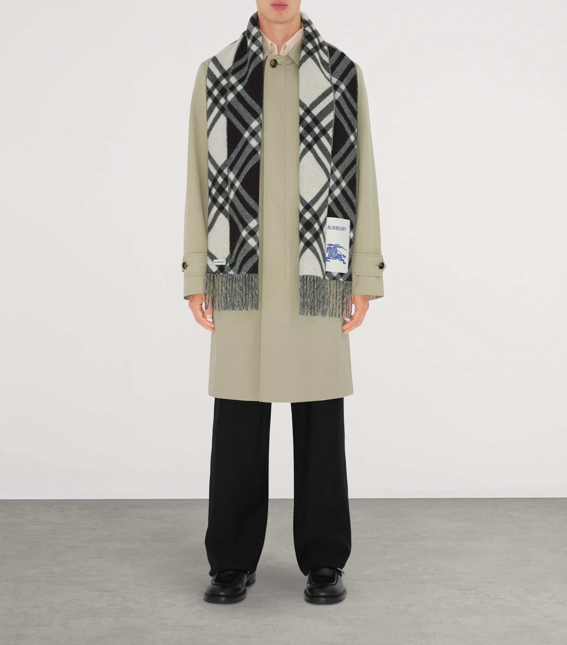 Black Cashmere Check Scarf