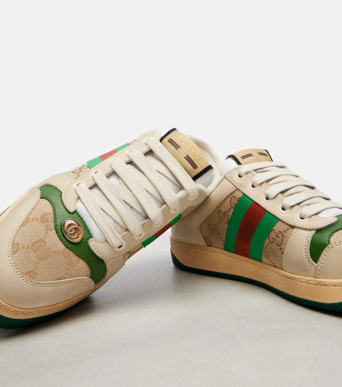 Gucci - حذاء مفتوح من الخلف Screener GG Canvas Web Stripe