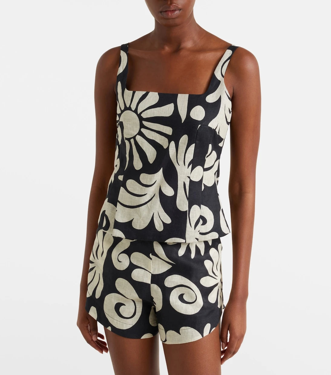 Cala de la Cruz - Rami printed linen top