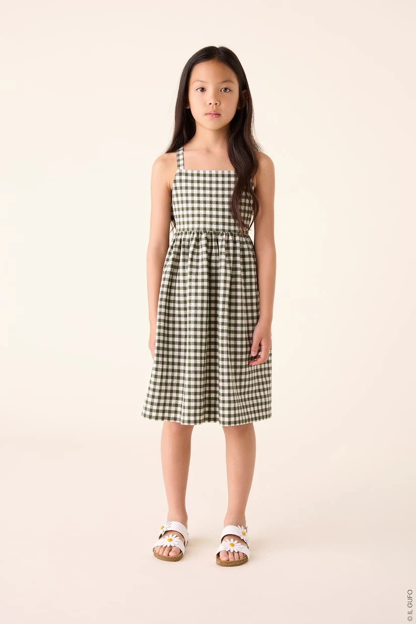 Il Gufo - Checked cotton-blend seersucker dress