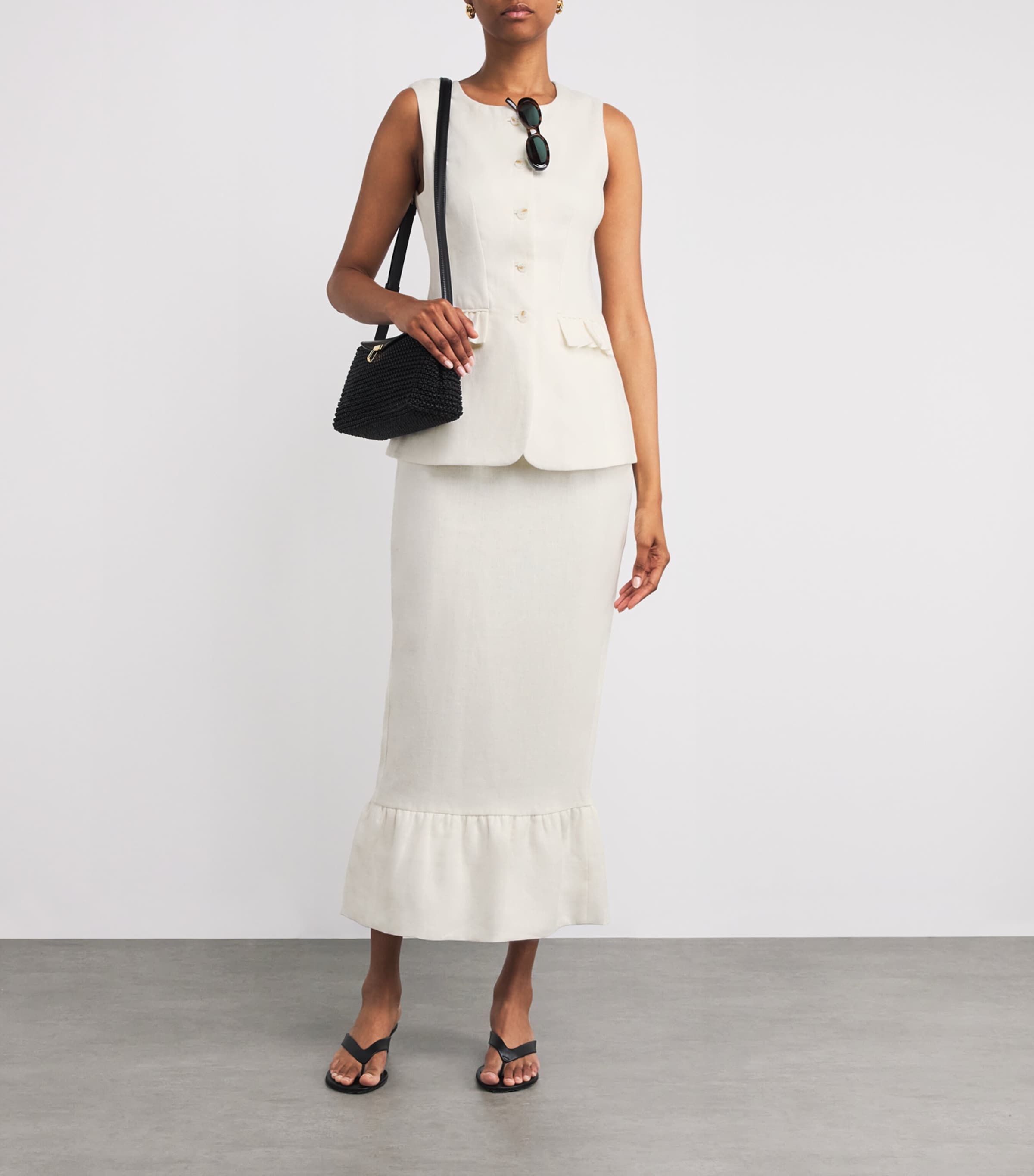 Posse Ivory Linen Matilda Midi Skirt