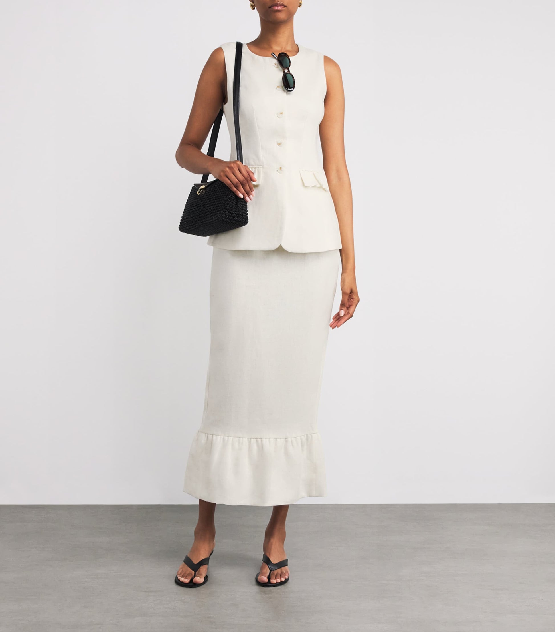 Posse Ivory Linen Matilda Midi Skirt
