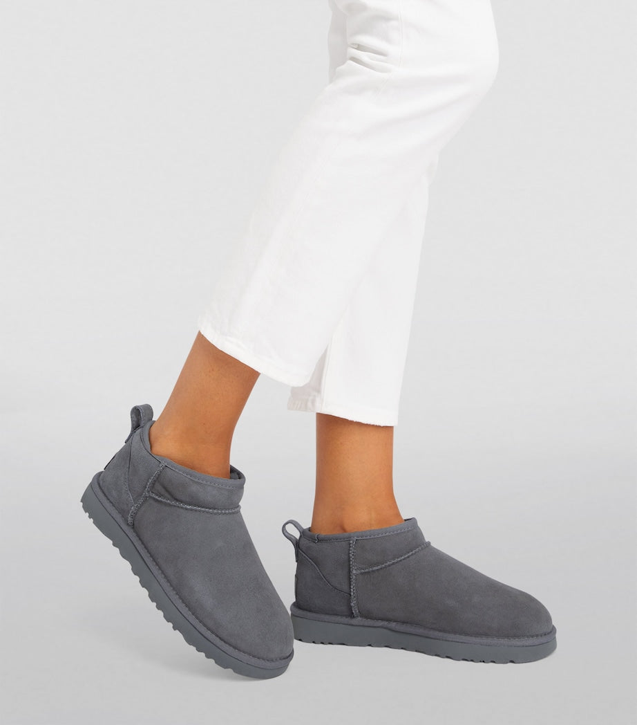 Grey Suede Classic Ultra Mini Boots