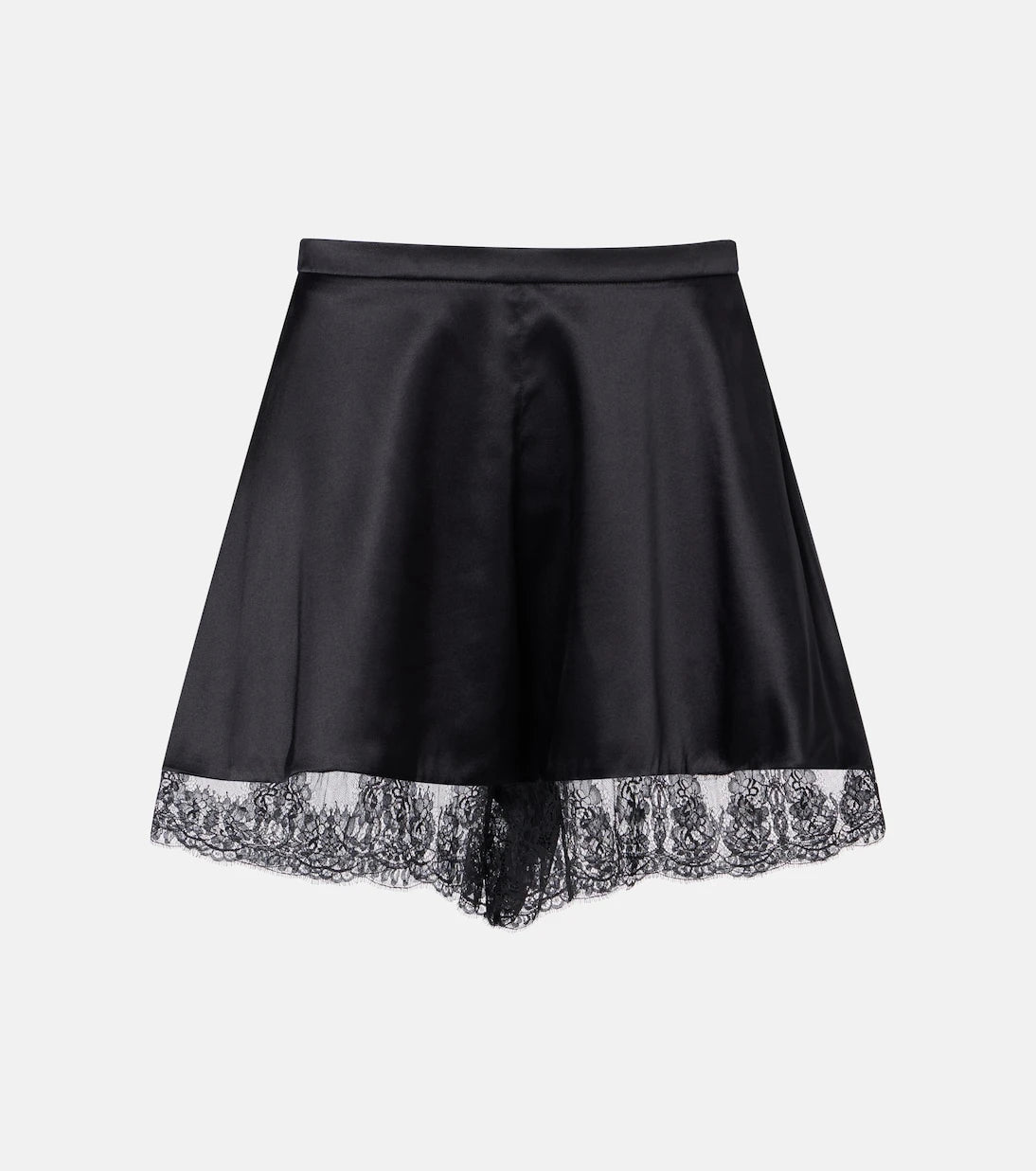 Nina Ricci - Lace-trimmed silk-blend satin shorts