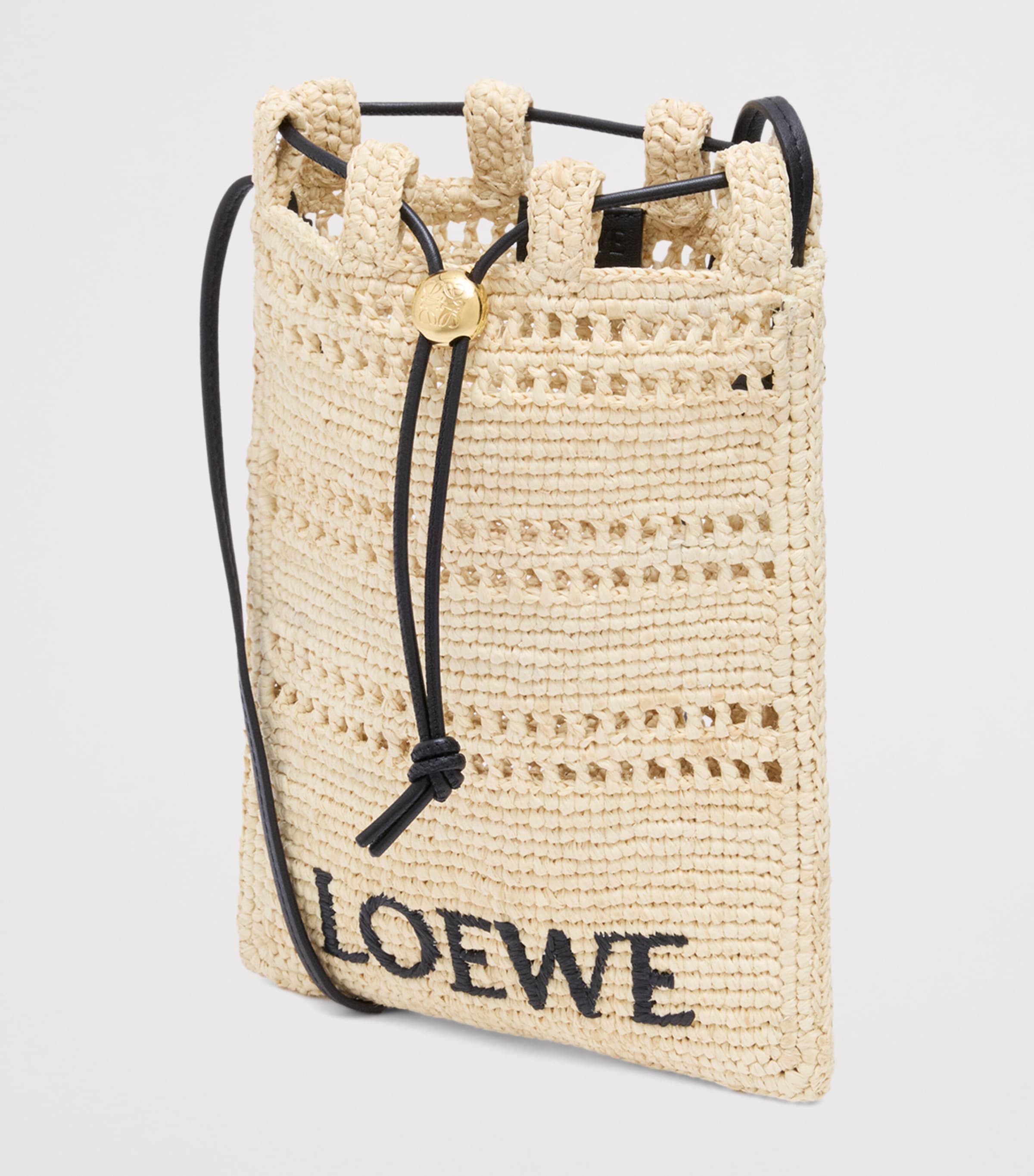 LOEWE Beige x Paula's Ibiza Raffia Drawstring Pocket Bag