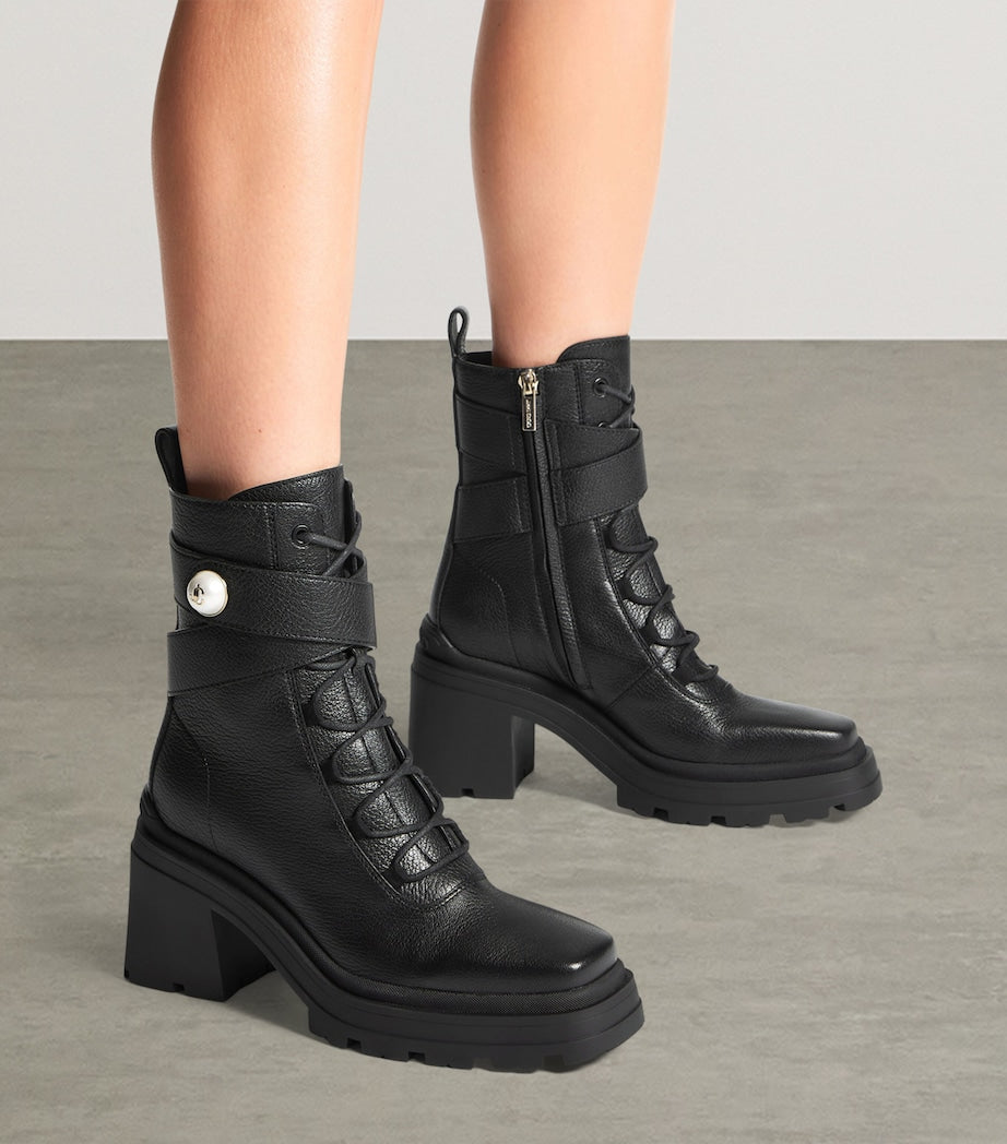 Jimmy Choo Black Noemi 80 Leather Biker Boots