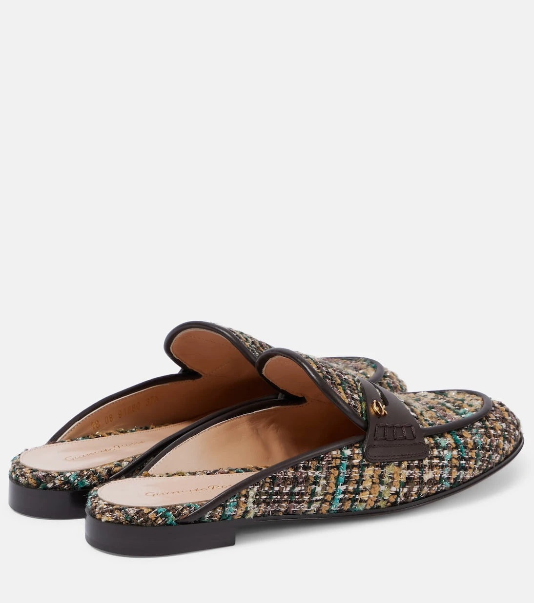 Gianvito Rossi - Leather-trimmed bouclé mules