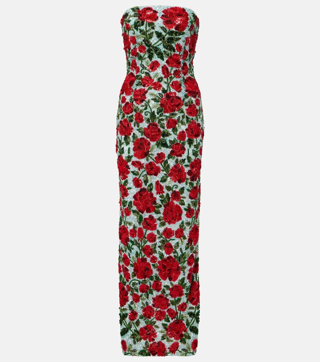 Là Fuori - Crimson Rose sequined bustier gown