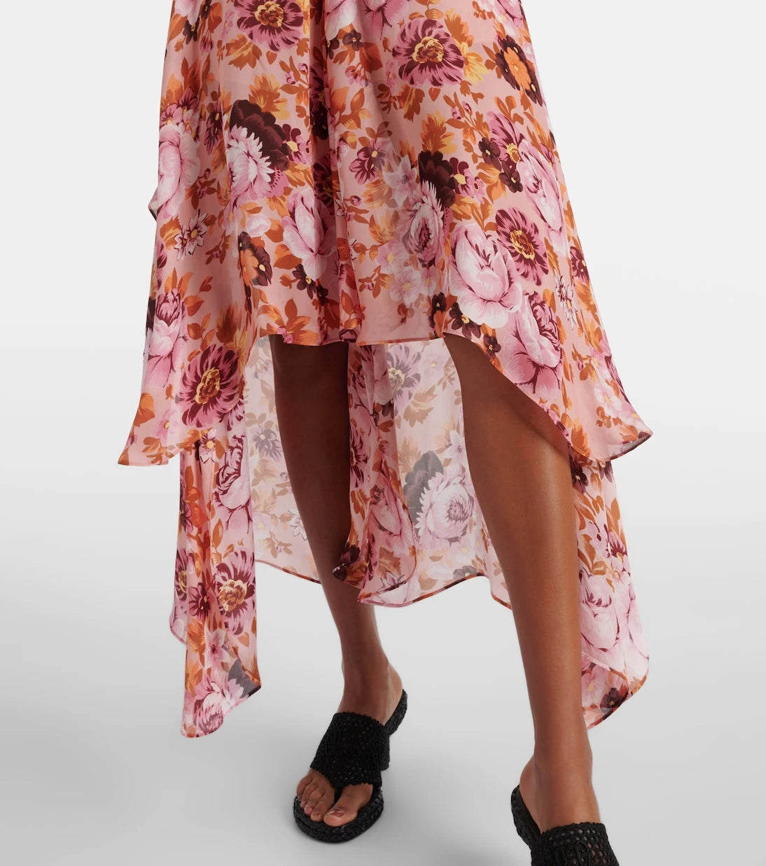 Chloé - Asymmetric floral silk midi skirt