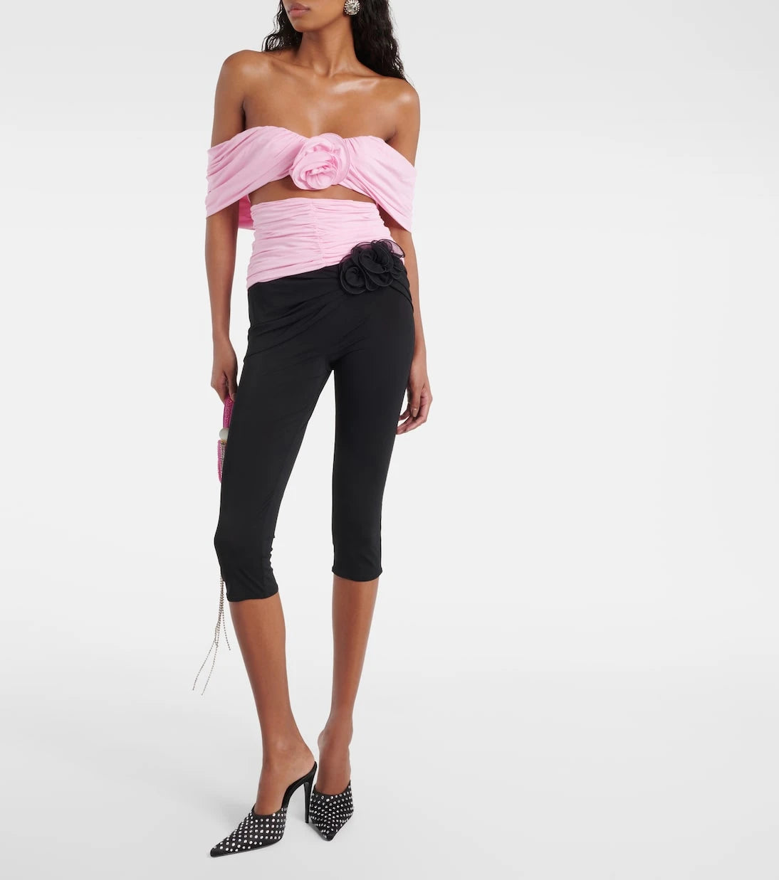 Magda Butrym - Floral-appliqué ruched off-shoulder top