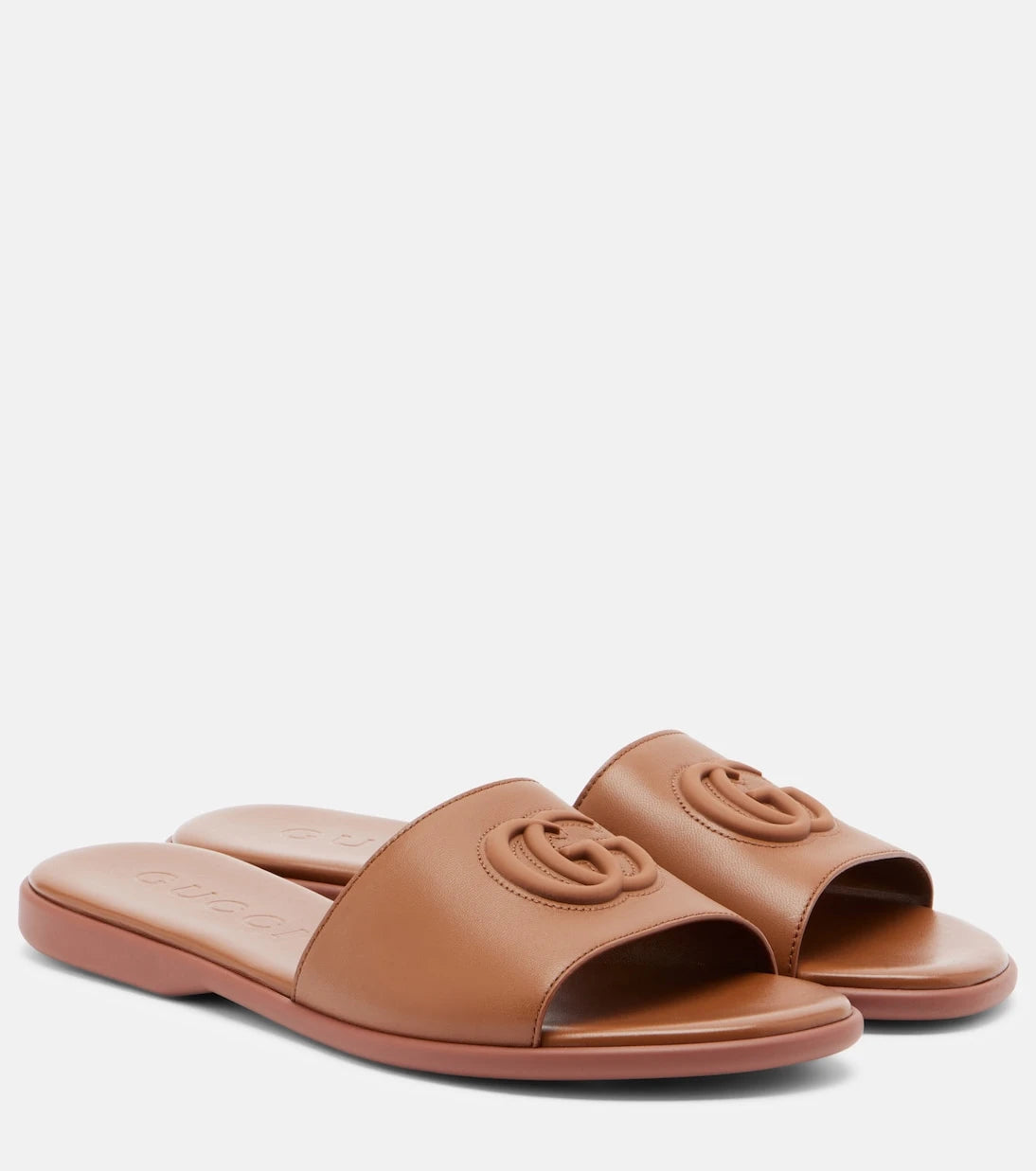 Gucci - Double G leather slides