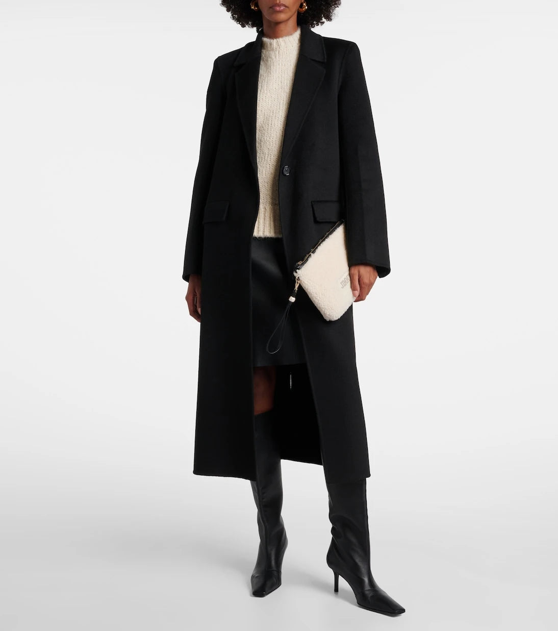 Jimmy Choo - Logo shearling pouch with strap