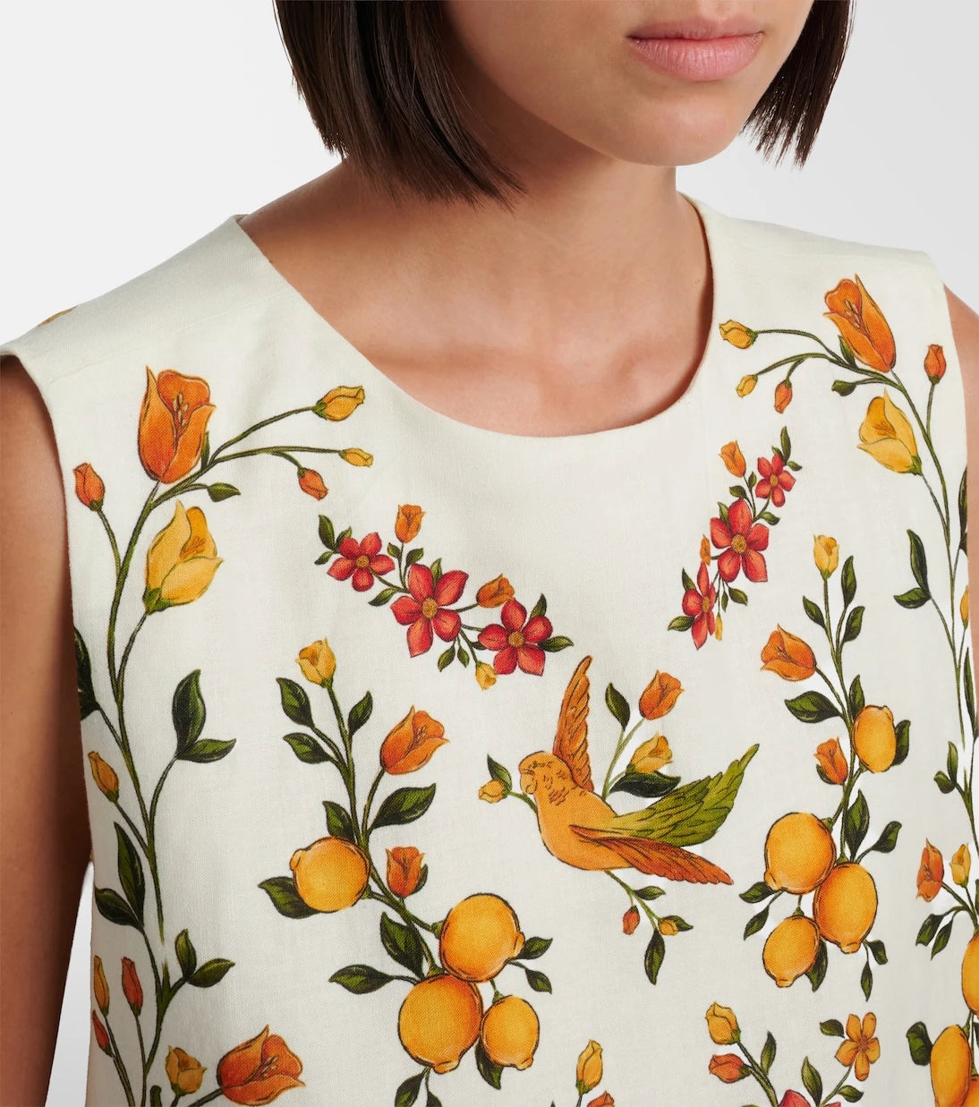 Farm Rio - Lemon Bouquet linen-blend top