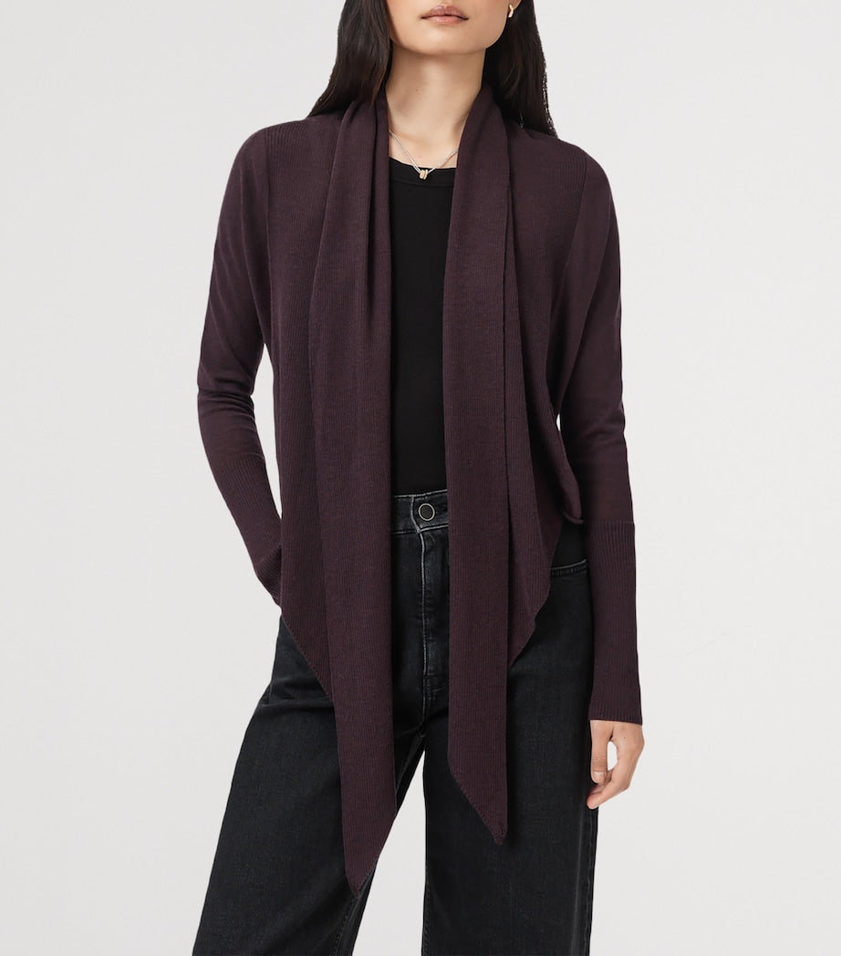 AllSaints Red Merino Wool Wasson Pirate Cardigan