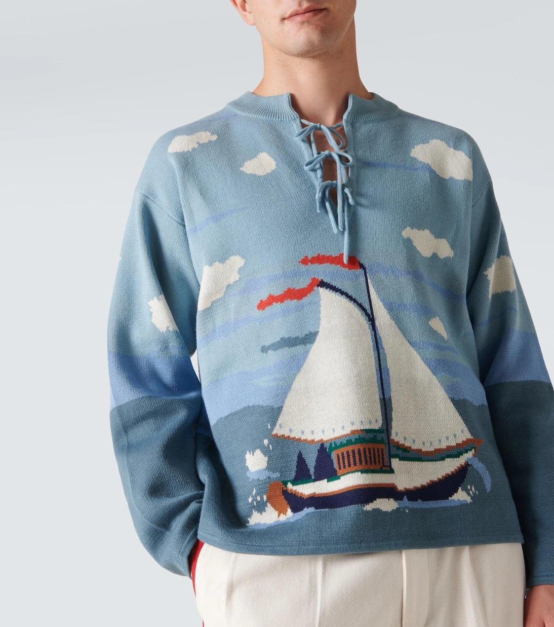 Bode - Pinafore bow-detail cotton jacquard sweater