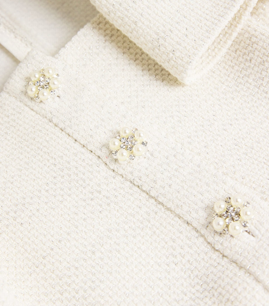 Maje White Tweed Peplum Top