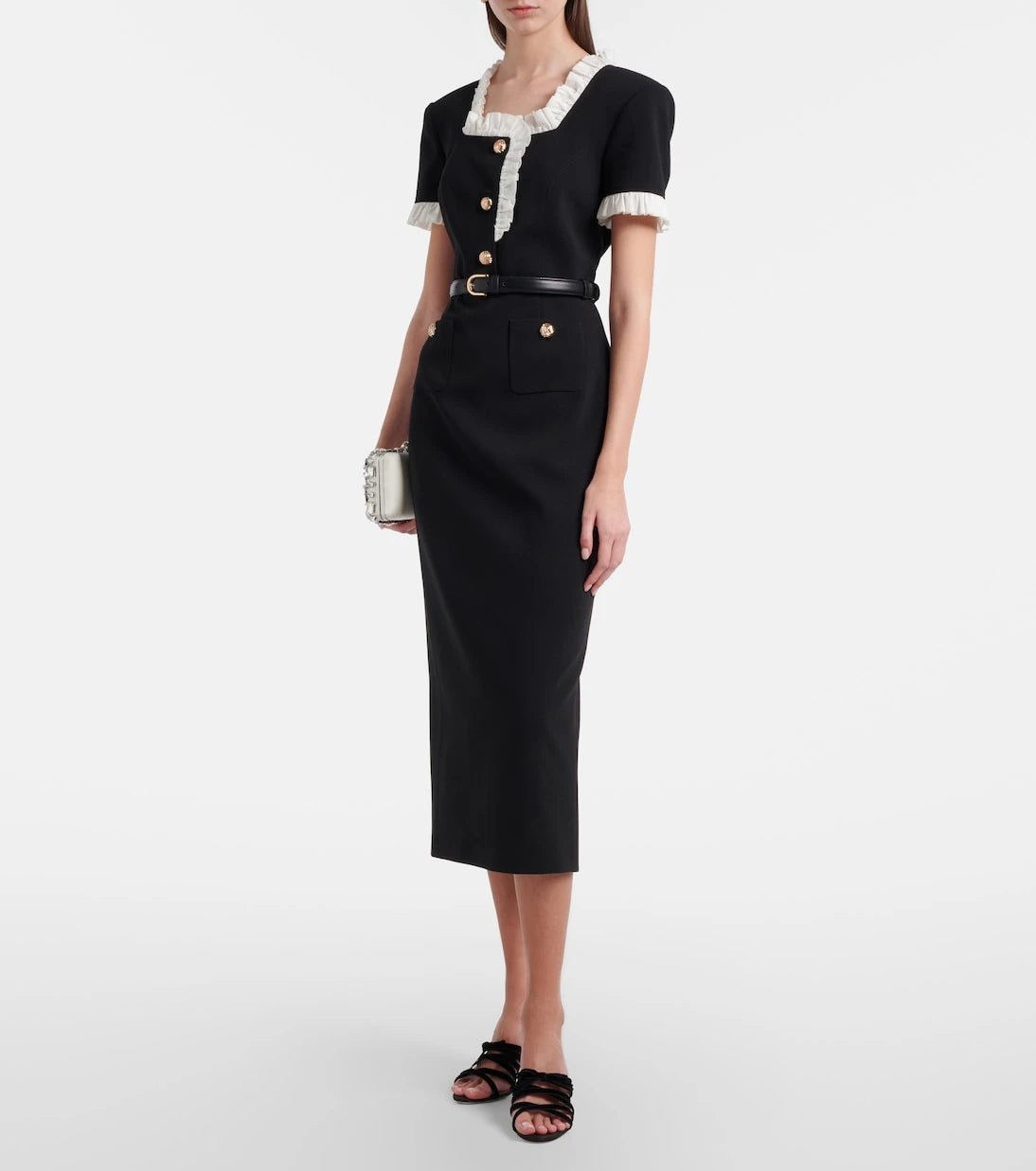 Self-Portrait - Belted crêpe midi dress
