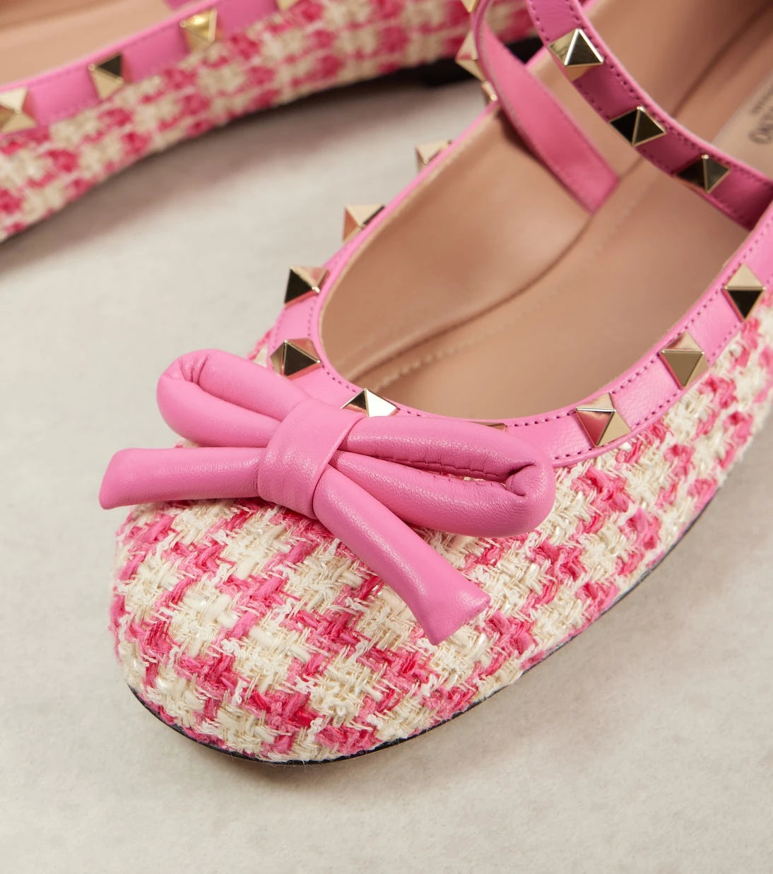 Valentino Garavani - Rockstud tweed ballet flats