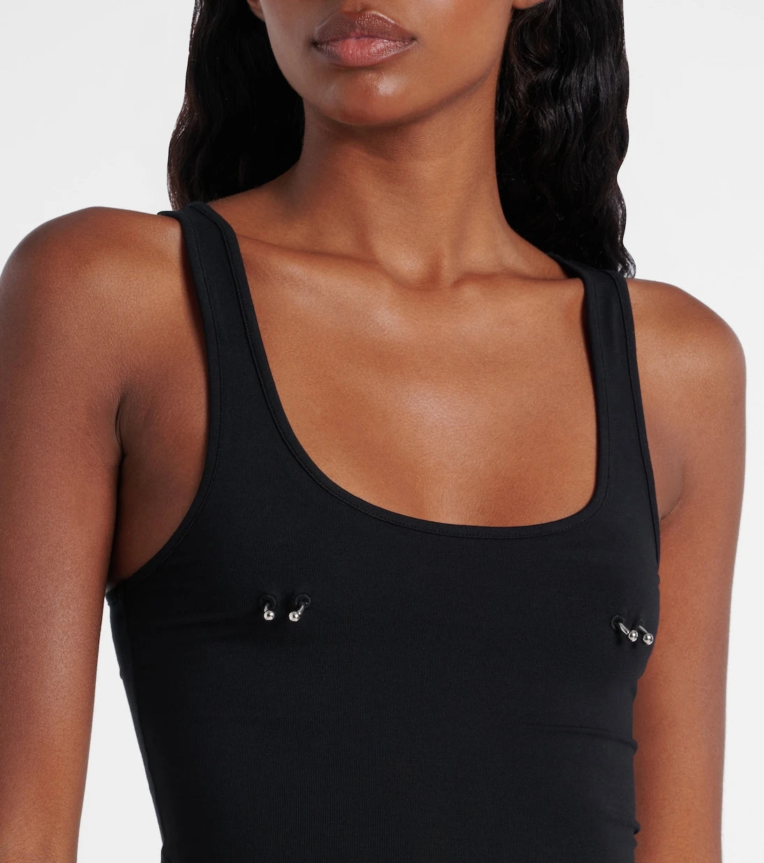 Mugler - Embellished cotton-blend bodysuit