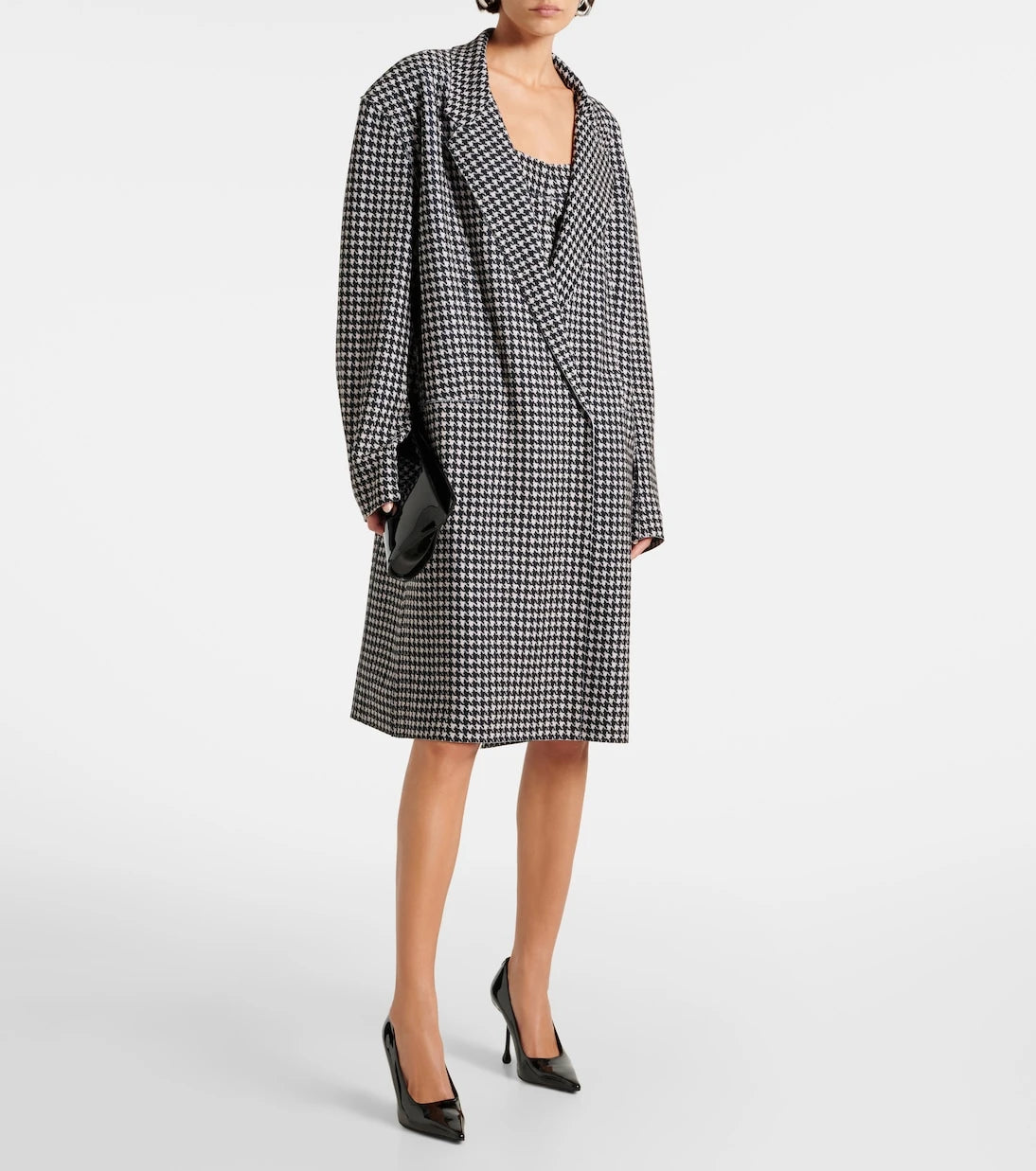 Norma Kamali - Double-breasted houndstooth coat