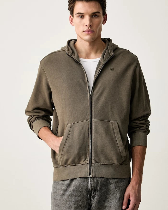 G-Star erkek pamuklu fermuarlı sweatshirt Unit washed full zip hdd