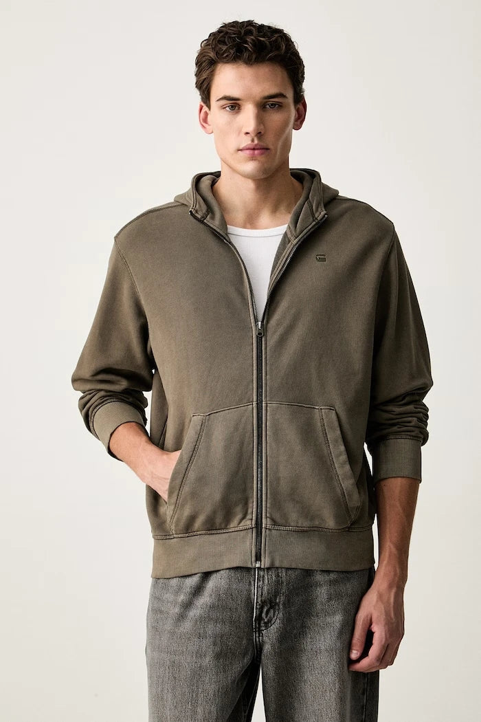 G-Star erkek pamuklu fermuarlı sweatshirt Unit washed full zip hdd