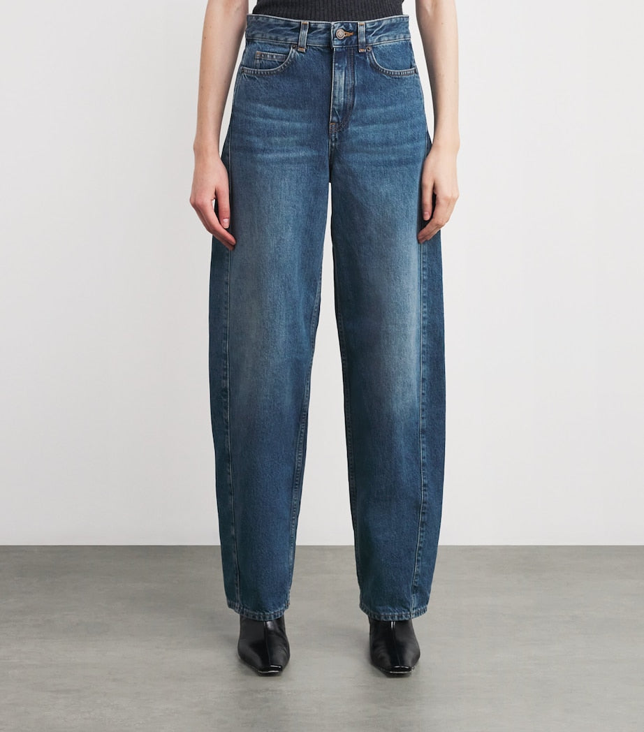 Blue Tapered Puddle Jeans