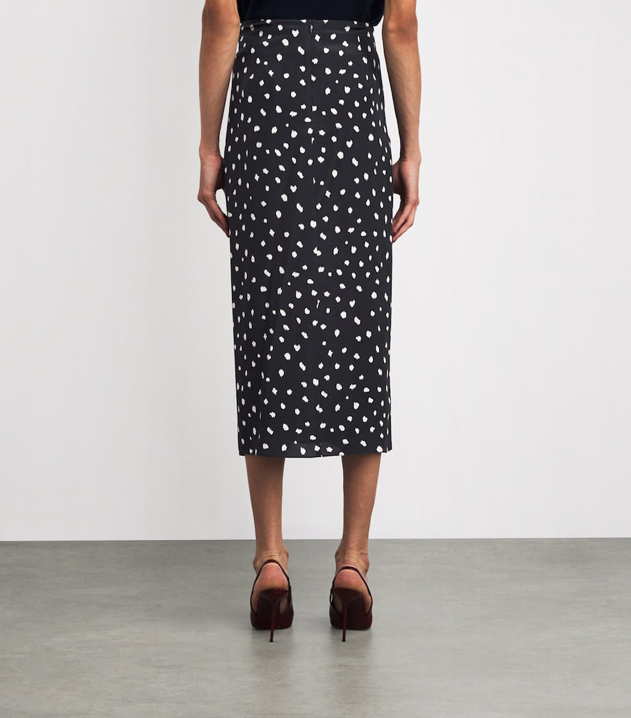 Blazé Milano Navy Silk Ruched Mariquita Midi Skirt