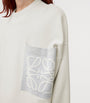 Beige Cotton-Blend Anagram Sweater