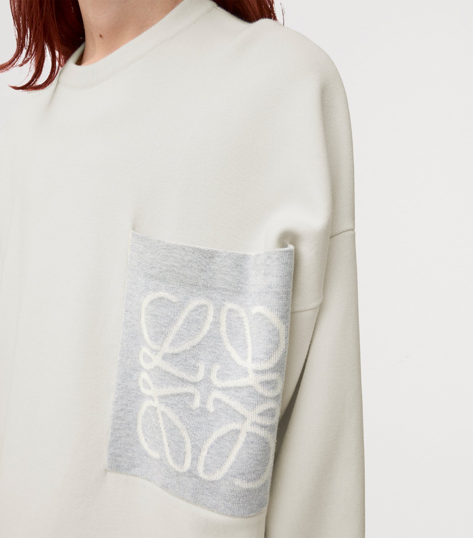 Beige Cotton-Blend Anagram Sweater