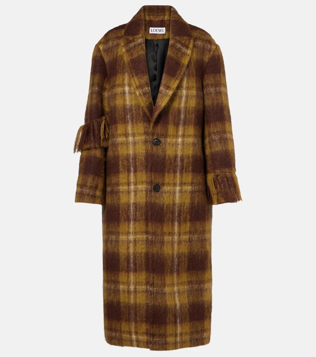 Loewe - Checked fringed mohair and wool coat