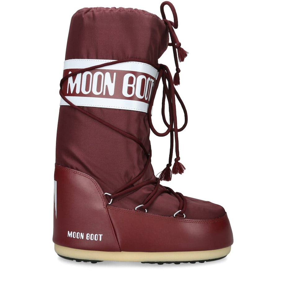 Burgundy Nylon Moon Boots
