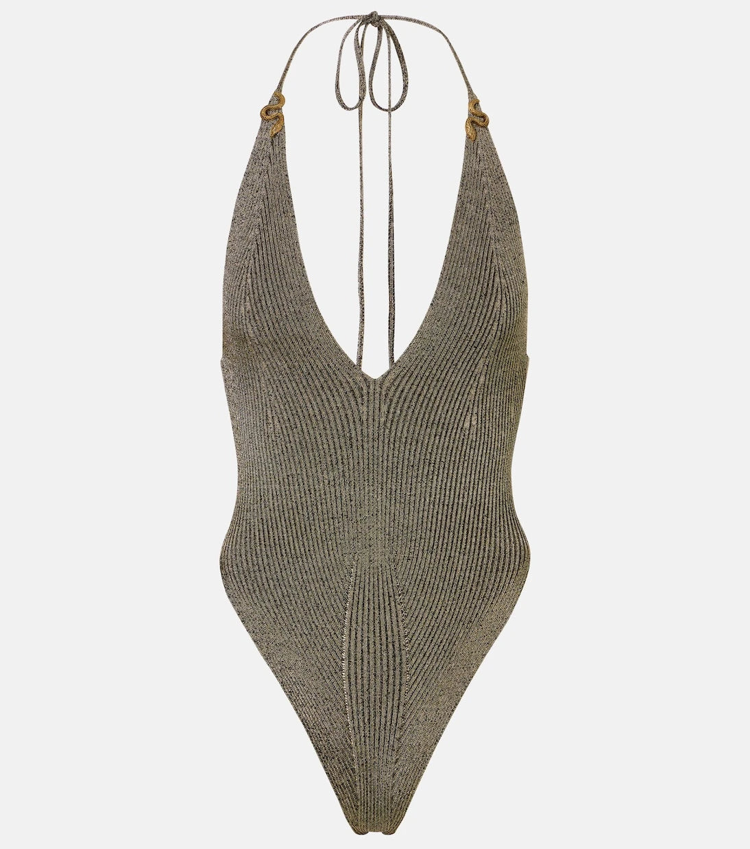 Roberto Cavalli - Embellished halterneck lamé bodysuit