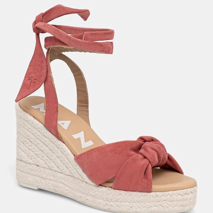 Manebi Wedge Espadrilles With Knot Süet Bilekten Bağlamalı Dolgu Topuk Espadril Sandalet