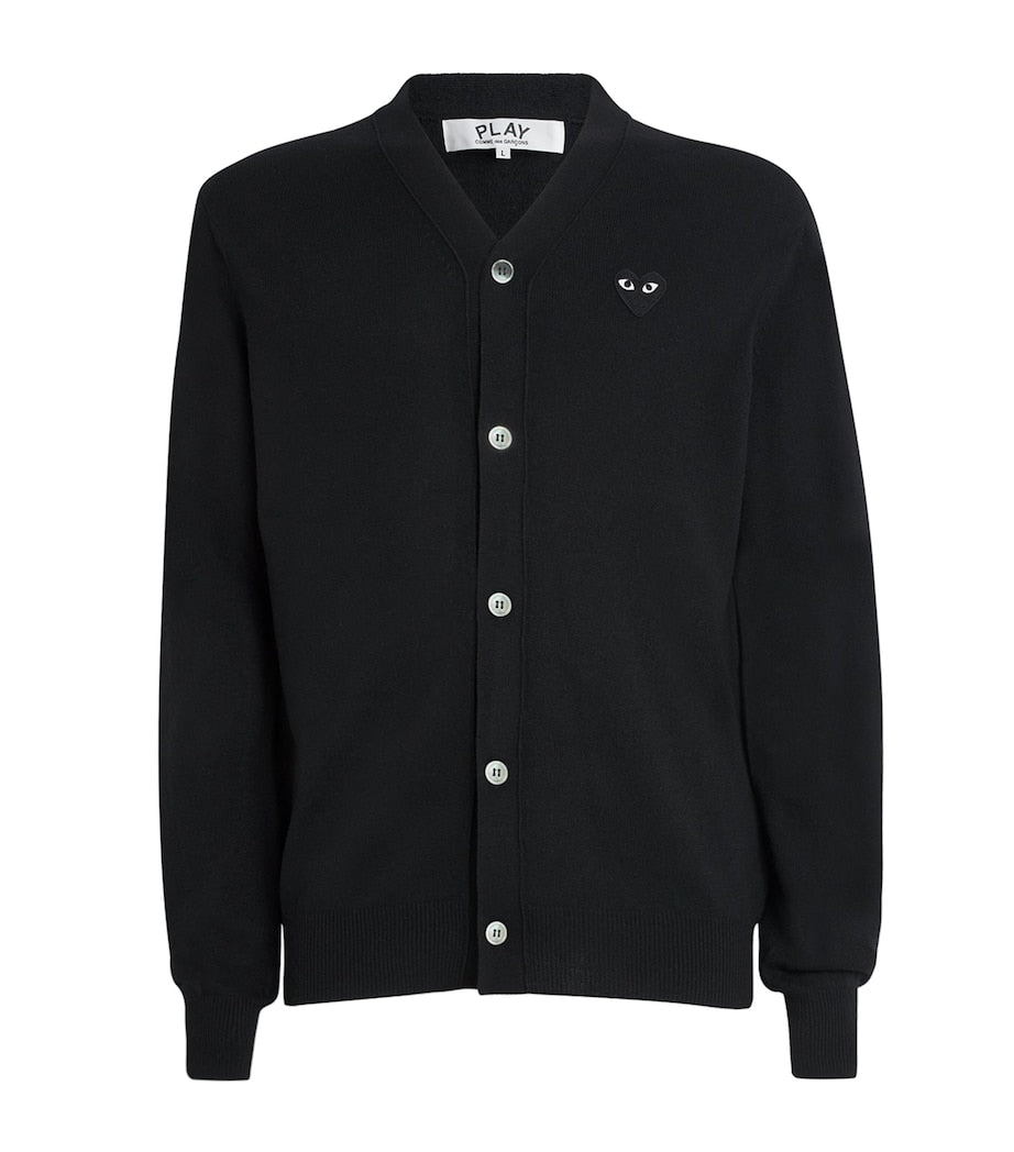 Comme Des Garçons Play Black Wool Heart Cardigan