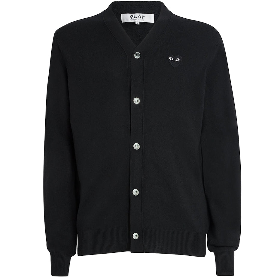 Comme Des Garçons Play Black Wool Heart Cardigan