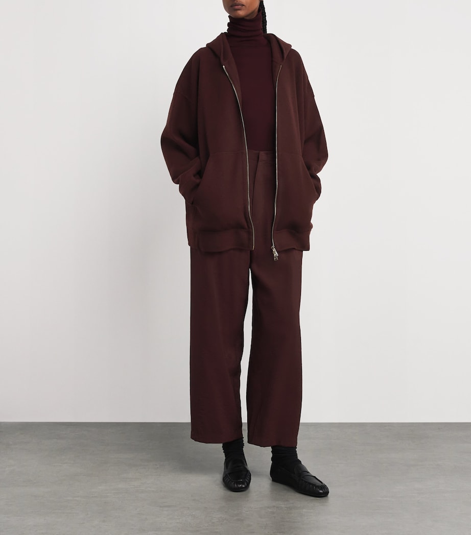 Wool-Blend Zip-Up Hoodie CHERRY