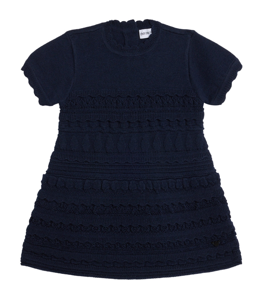 Emporio Armani Kids Virgin Wool-Blend Ruffle Knitted Dress (6-36 Months)